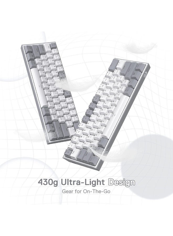 60% Wired RGB Gaming Keyboard 61 Keys Compact Mechanical Keyboard W/White And Grey Color Keycaps Linear Red Switch Pro Driver/Software Supported - Image 3