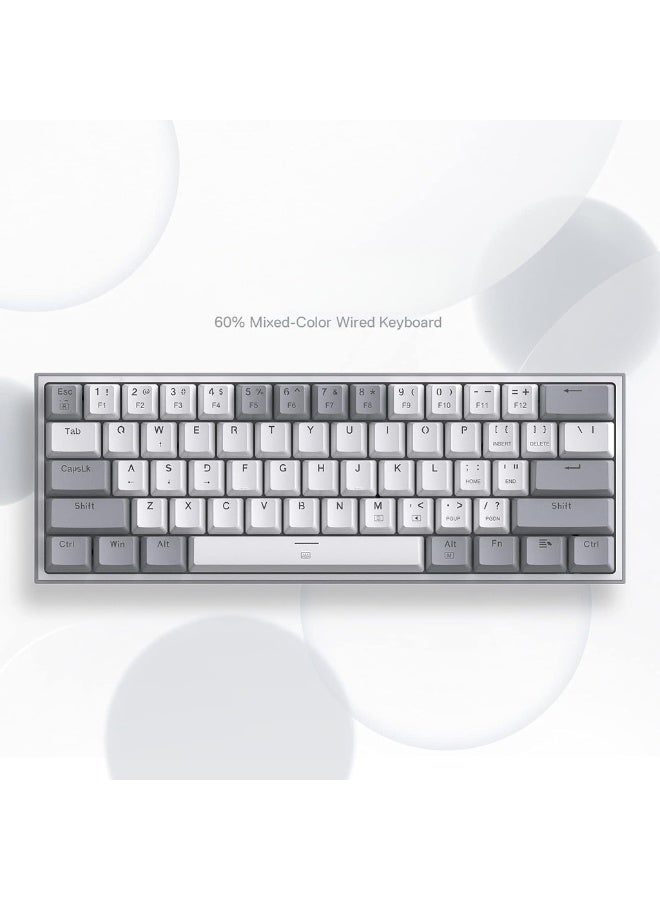 60% Wired RGB Gaming Keyboard 61 Keys Compact Mechanical Keyboard W/White And Grey Color Keycaps Linear Red Switch Pro Driver/Software Supported - Image 2