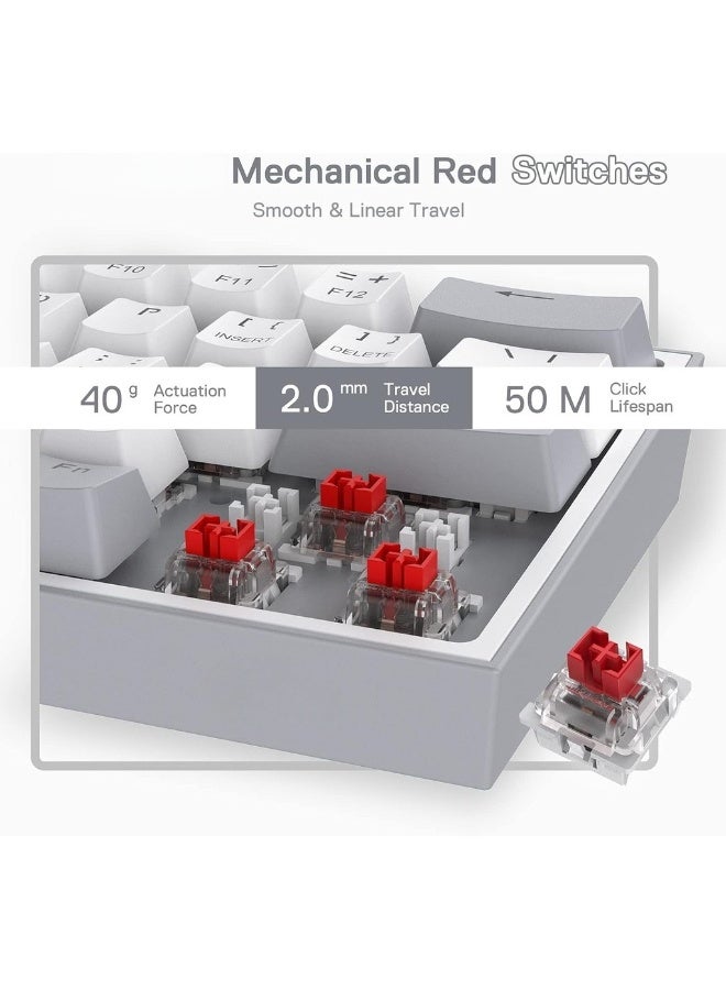 60% Wired RGB Gaming Keyboard 61 Keys Compact Mechanical Keyboard W/White And Grey Color Keycaps Linear Red Switch Pro Driver/Software Supported - Image 5