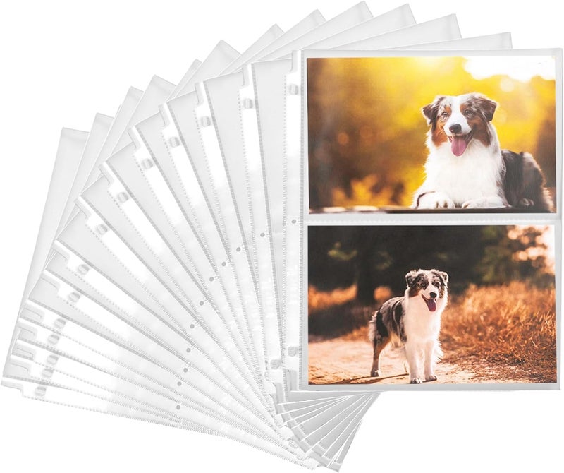 Samsill 100 Pack 5x7 Photo Album Refills 100 Pictures 3Ring Binder Photo Sleeve Inserts 2 Pocket Photo Page for 5x7 Photographs Postcards Recipe Cards 400 Pictures Total - Image 1