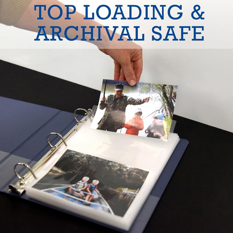 Samsill 100 Pack 5x7 Photo Album Refills 100 Pictures 3Ring Binder Photo Sleeve Inserts 2 Pocket Photo Page for 5x7 Photographs Postcards Recipe Cards 400 Pictures Total - Image 4