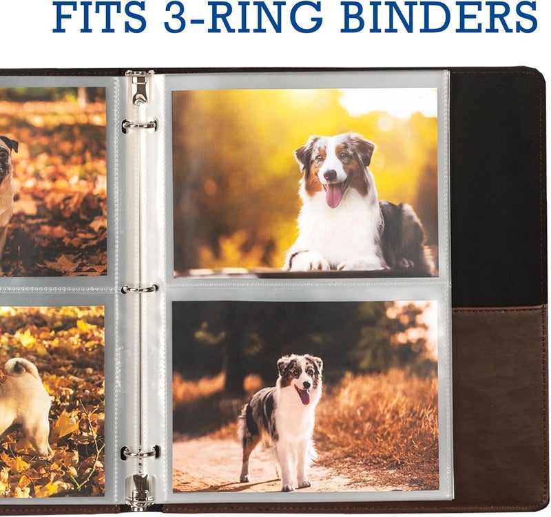 Samsill 100 Pack 5x7 Photo Album Refills 100 Pictures 3Ring Binder Photo Sleeve Inserts 2 Pocket Photo Page for 5x7 Photographs Postcards Recipe Cards 400 Pictures Total - Image 3