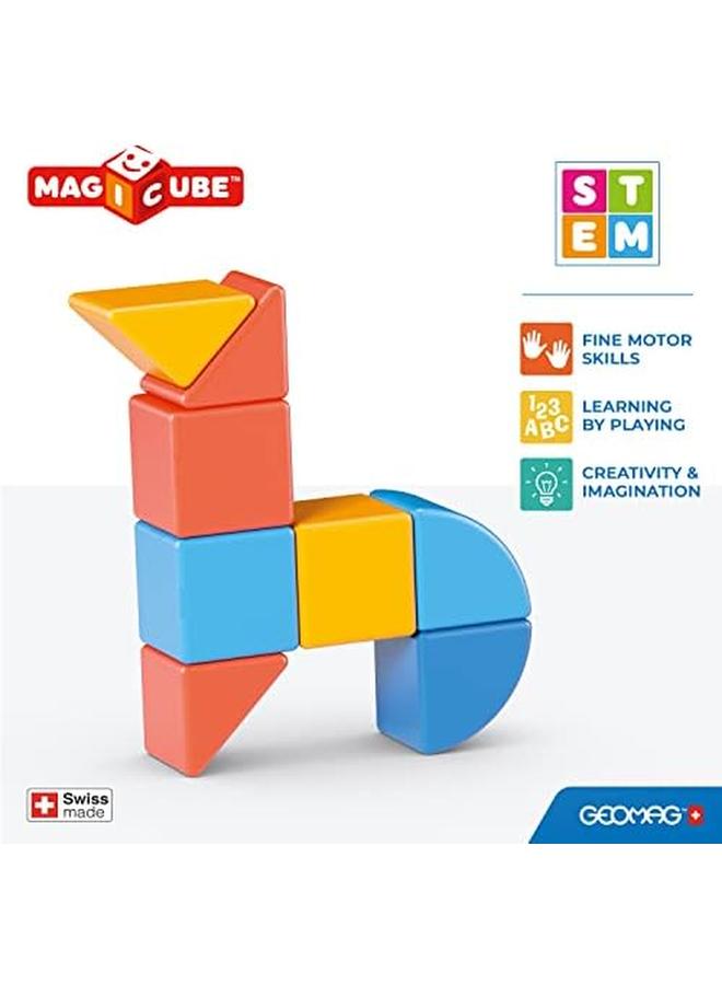 جيوماغ مجموعة بناء مكونة من 3 أشكال من Magicube وألعاب مغناطيسية تعليمية مصنوعة في سويسرا بنسبة 100% من البلاستيك المعاد تدويره ذو نهاية مفتوحة ألعاب البناء 1 سنة بالإضافة إلى 9 قطع - Image 3