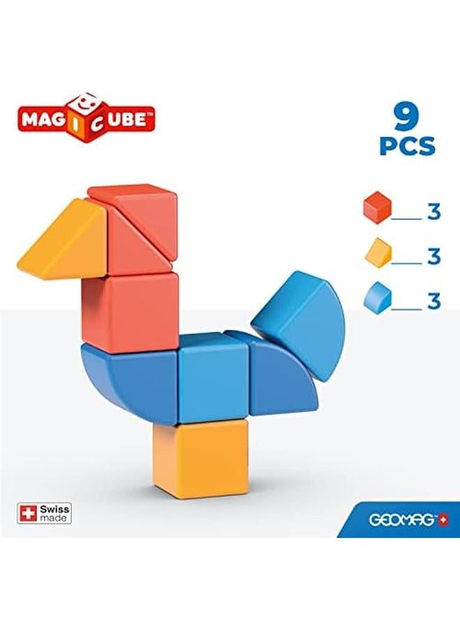 جيوماغ مجموعة بناء مكونة من 3 أشكال من Magicube وألعاب مغناطيسية تعليمية مصنوعة في سويسرا بنسبة 100% من البلاستيك المعاد تدويره ذو نهاية مفتوحة ألعاب البناء 1 سنة بالإضافة إلى 9 قطع - Image 4