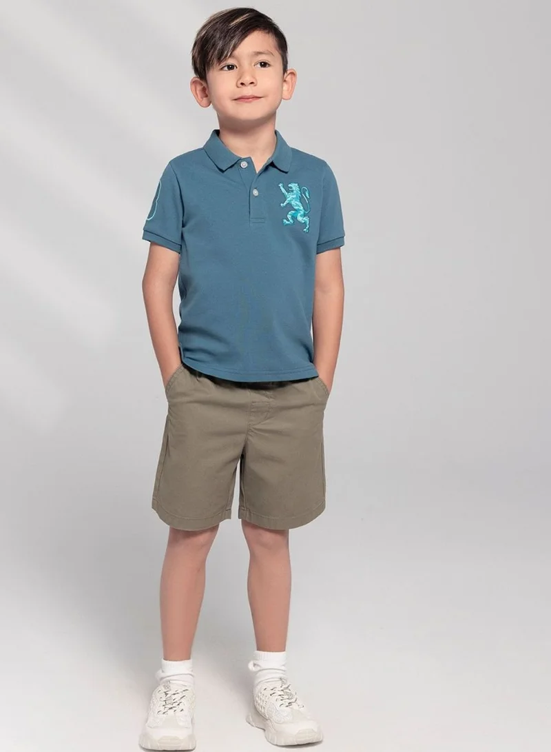 GIORDANO Kids' Lion Polo: 3D Embroidery, Comfort Piqué, Classic Style