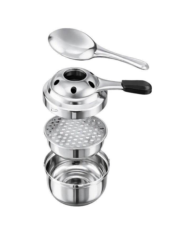 Natier Stainless Steel Fondue Burner, Portable Alcohol Burner With Regulator And Flame Snuffer Lid - Image 2