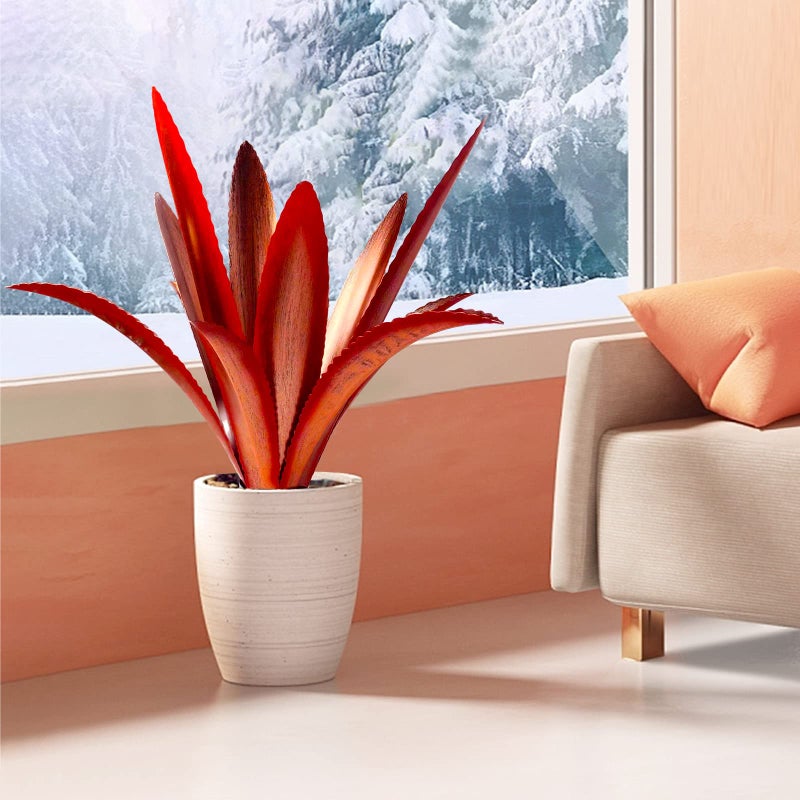 TOMBABY Enlarge Thickened Wind Resistant Metal Agave Garden Art Metal Plant Country Garden Sculpture Statue Outdoor Decoration Agave Metal Plant Courtyard Lawn Ornament Gift (2, 12 Leaves red) - Image 4