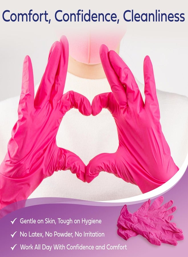 SAFEWAY Pink Nitrile Gloves - Latex-Free, Powder-Free, Disposable Exam Gloves | Ambidextrous, Non-Sterile | Esthetician, Salon, & Beauty Use | Premium 1000 Count Box | Medium - Image 2