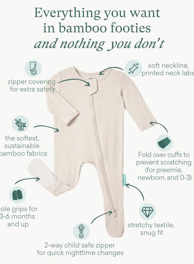 PurComfy Baby Zipper Footie Pajamas, Supersoft Bamboo Rayon Baby Footed Pjs Boy Girl 0-3-6-9-18-24 Month Coverall Sleepers, Oat, 18-24 Months - Image 3