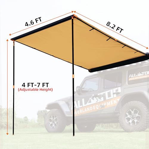ALL-TOP Vehicle Awning 4.6'x8.2' Roof Rack Pull-Out Sun Shade UV50+, Weatherproof 4x4 Side Awning for Camping & Overland (Hardware included) - Image 3