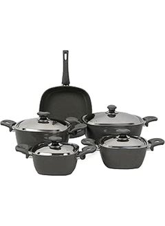 9 Piece Cookware Set (Pot 28/24/20/18/Grill 28) -Gray