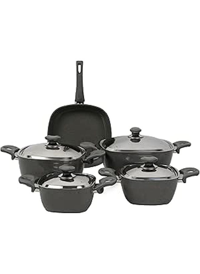 Top Chef - 9 Piece Cookware Set (Pot 28/24/20/18/Grill 28) -Gray - Image 1