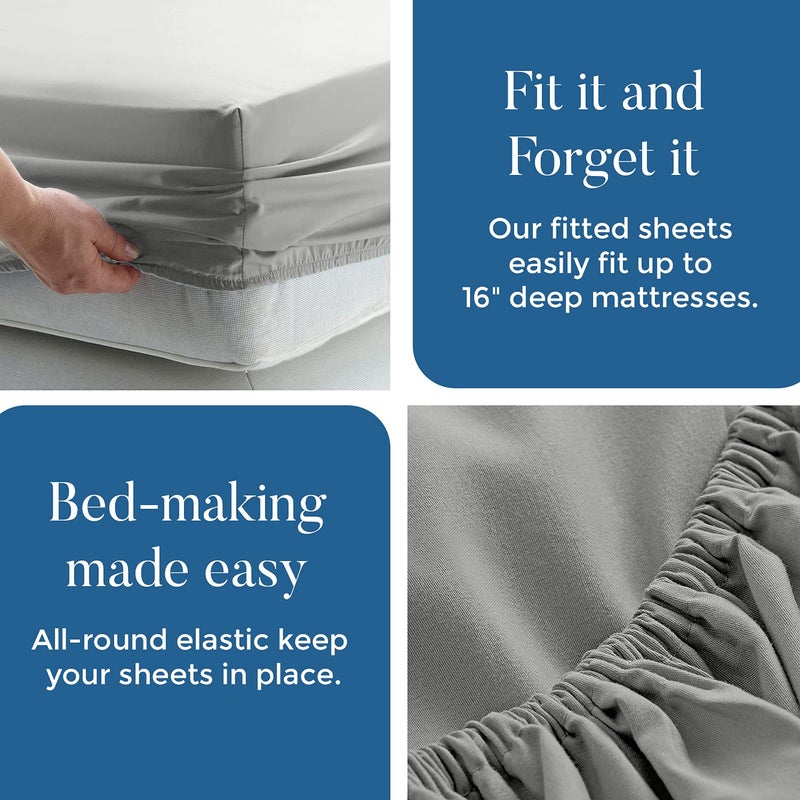 DAN RIVER DAN RIVER King Jersey Sheet Set|Luxury Heather 100% Cotton Bed Sheets|T-Shirt Sheets|All Season Bedding|Soft Comfortable Deep Pocket Jersey Cotton Bed Sheets (4Pc  King  Light Grey)  - Image 4