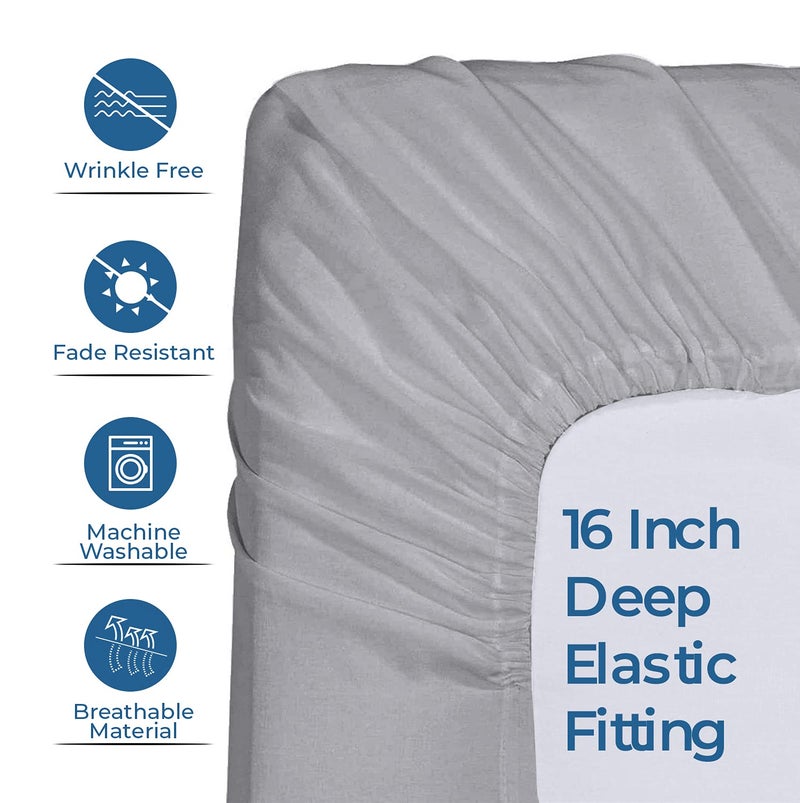 DAN RIVER DAN RIVER King Jersey Sheet Set|Luxury Heather 100% Cotton Bed Sheets|T-Shirt Sheets|All Season Bedding|Soft Comfortable Deep Pocket Jersey Cotton Bed Sheets (4Pc  King  Light Grey)  - Image 5