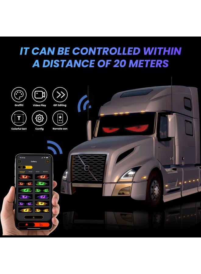 RHYVON 2PCS Devil Eyes Light for Cars，Led Eyes for Car Windshield，Programmable Led Sign，Controlled by a Remote Control and a Bluetooth APP，Suitable for Cars, SUVs & Trucks. (23.4in*4.7in) - Image 5