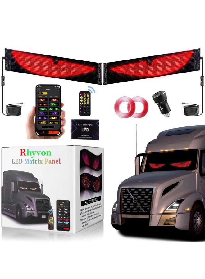 RHYVON 2PCS Devil Eyes Light for Cars，Led Eyes for Car Windshield，Programmable Led Sign，Controlled by a Remote Control and a Bluetooth APP，Suitable for Cars, SUVs & Trucks. (23.4in*4.7in) - Image 1