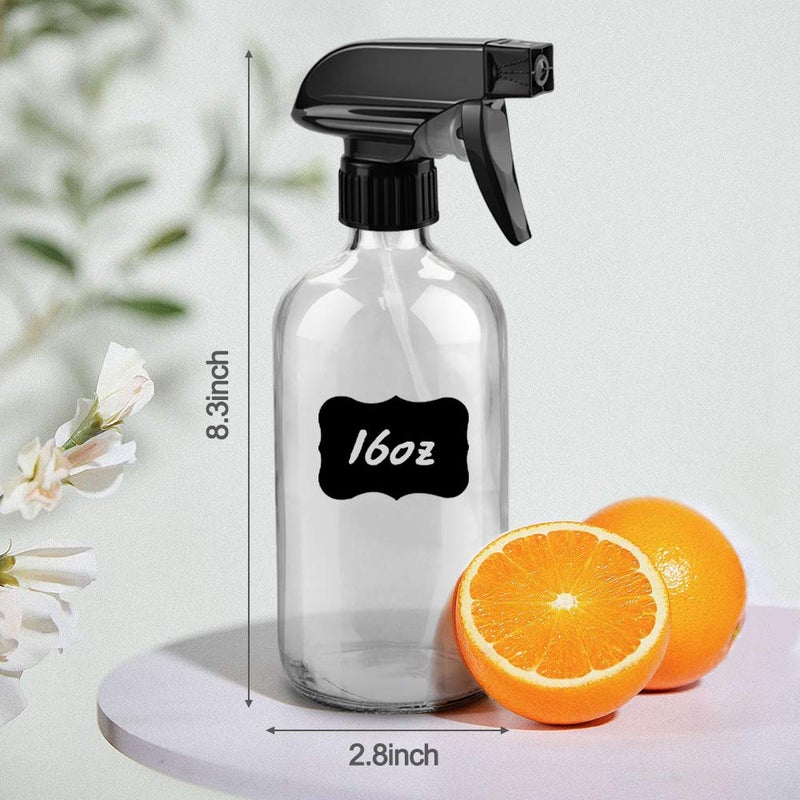 Worldgsb Glass Spray Bottles, 16oz Clear Glass Spray Bottles with Labels & Adjustable Nozzle, Reusable Containers for Cleaning Solutions, BBQ, Food, Plants, Alcohol, Essential Oils(2 Pack) - Image 5