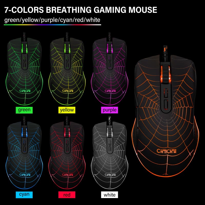 CHONCHOW Gaming Keyboard and Mouse for Mac PC PS5 PS4 Xbox One Gamers, RGB Backlit LED Mechanical Feel Keyboard with Multimedia Keys Number Pad, 104 Keys USB Desktop Computer Windows Keyboard - Image 4