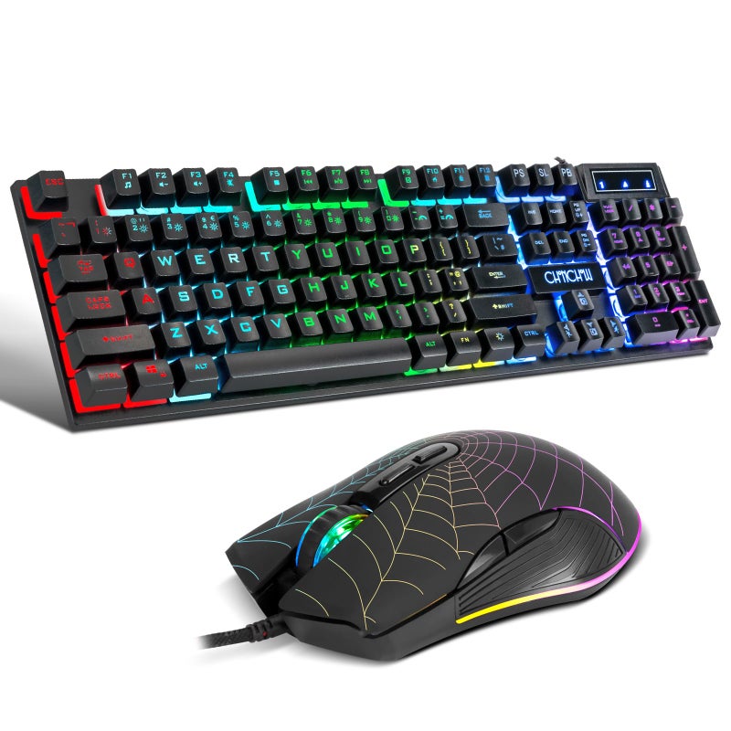 CHONCHOW Gaming Keyboard and Mouse for Mac PC PS5 PS4 Xbox One Gamers, RGB Backlit LED Mechanical Feel Keyboard with Multimedia Keys Number Pad, 104 Keys USB Desktop Computer Windows Keyboard - Image 1