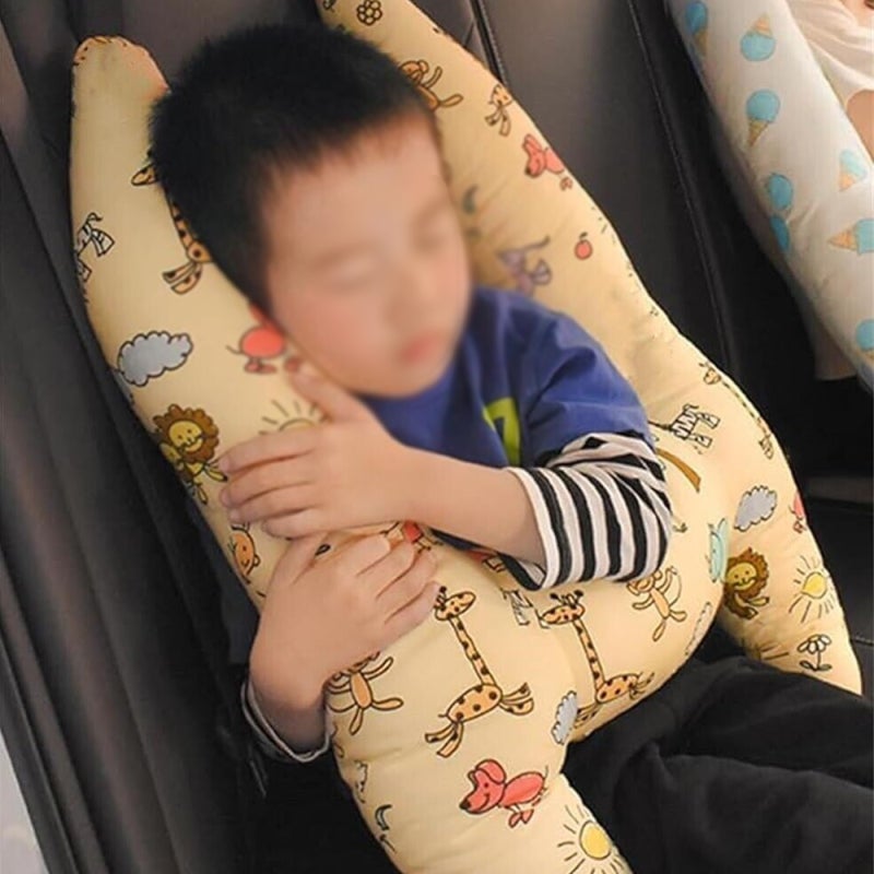 Travel Pillow: Blue Tiger, H-shaped Design, Breathable Cotton Material - Dual-sided Use, Leg Pressure Relief, Head & Neck Support for Kids Long Car Rides, Plane Trips, Home Naps - Image 5