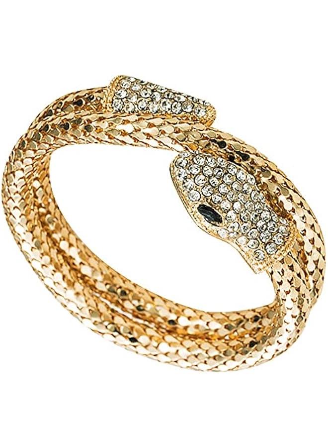 Arabest Women Snake Bracelets Open Bangle Cuff Bracelet Adjustable Serpent Wrap Bypass Bracelet (Gold, One size)  - Image 1