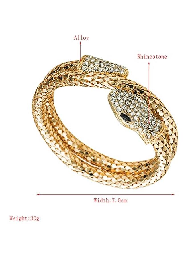 Arabest Women Snake Bracelets Open Bangle Cuff Bracelet Adjustable Serpent Wrap Bypass Bracelet (Gold, One size)  - Image 2