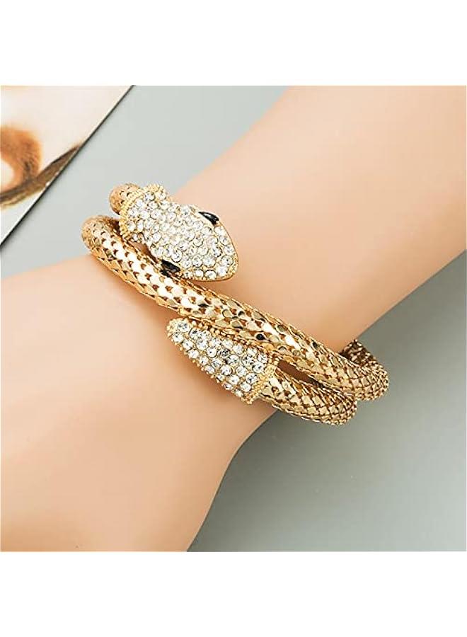 Arabest Women Snake Bracelets Open Bangle Cuff Bracelet Adjustable Serpent Wrap Bypass Bracelet (Gold, One size)  - Image 3