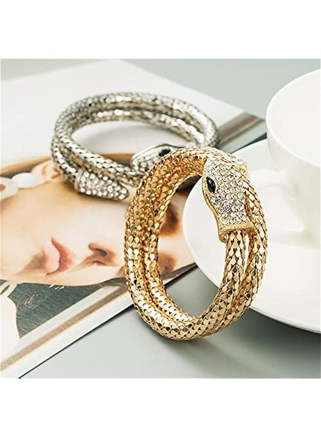 Arabest Women Snake Bracelets Open Bangle Cuff Bracelet Adjustable Serpent Wrap Bypass Bracelet (Gold, One size)  - Image 4