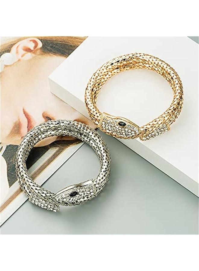 Arabest Women Snake Bracelets Open Bangle Cuff Bracelet Adjustable Serpent Wrap Bypass Bracelet (Gold, One size)  - Image 5