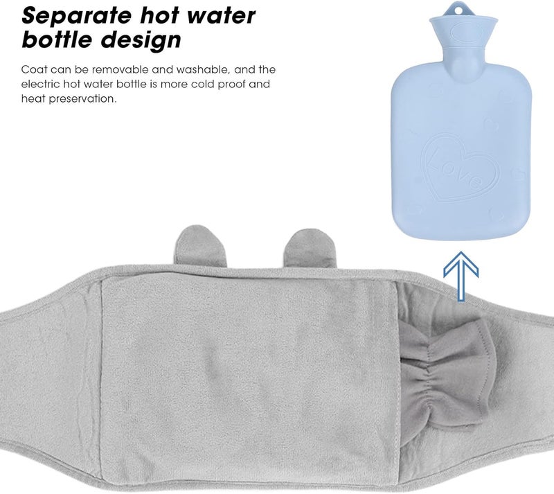 klarako Hot Water Bag, Explosion Proof Rubber Hot Water Injection Bag,Hot Water Bottle with Velvet Waist Belt and Storage Bag for Menstrual Cramps,Warm Hands Feet Waist Shoulders in Cold Weather(#1) - Image 4
