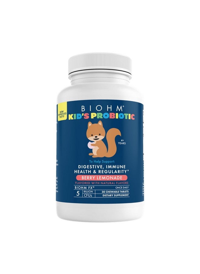 BIOHM Kids Probiotic, 5 Billion CFU (30 Chewable Tablets) Delicious Berry Lemonade, Daily Probiotics for Digestive Health, Stool Regularity & Immune Support, Vegan, Gluten-Free, Non-GMO, Ages 4+ - Image 1