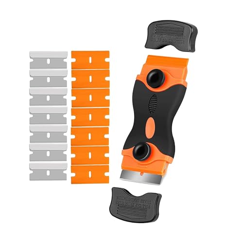 Sulfar Glue Remover Cleaning Scraper Tool Double Edged Multipurpose Removing Paint, Labels, Sticker, 7 Piece Plastic Blades and 7 Piece Metal Blades - Image 1