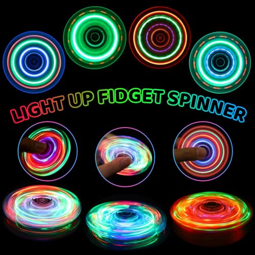 Fasray Fidget Spinner 2 Pack Light up Sensory Fidget Toys Adults Kids 4812 with Autism ADHD Kids Easter Basket Stuffers Easter Egg Fillers Glow Anxiety Toys Stress Relief Teen Boy Gifts Classroom Prizes - Image 5