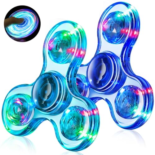 Fasray Fidget Spinner 2 Pack Light up Sensory Fidget Toys Adults Kids 4812 with Autism ADHD Kids Easter Basket Stuffers Easter Egg Fillers Glow Anxiety Toys Stress Relief Teen Boy Gifts Classroom Prizes - Image 1