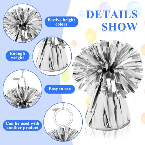 KVCSYAW 24 PCS Balloon Weights Metallic Anchor, Balloon Holder Heavy Weights with and 1 Roll Iridescent Crimped Ribbon for Balloons Table Party Favor Birthday Decor(Silver) - Image 3