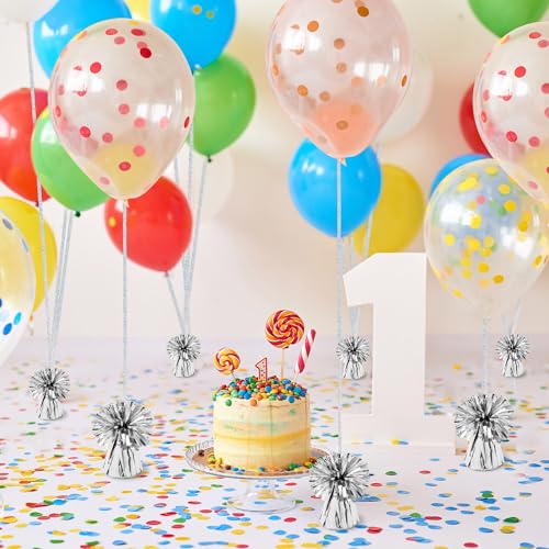 KVCSYAW 24 PCS Balloon Weights Metallic Anchor, Balloon Holder Heavy Weights with and 1 Roll Iridescent Crimped Ribbon for Balloons Table Party Favor Birthday Decor(Silver) - Image 4