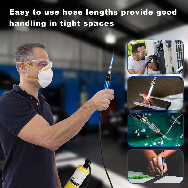 BLUEFIRE 3' Hose MAP/MAPP Gas Soldering Mini Pen Torch Kit Multi-Function Propane Torch with Free Flint Lighter Hotter Jewelry Torch Portable Brazing Welding Torch Kit by MAP Pro Propane Cylinder - Image 5