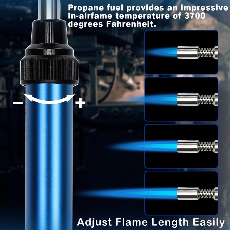 BLUEFIRE 3' Hose MAP/MAPP Gas Soldering Mini Pen Torch Kit Multi-Function Propane Torch with Free Flint Lighter Hotter Jewelry Torch Portable Brazing Welding Torch Kit by MAP Pro Propane Cylinder - Image 4