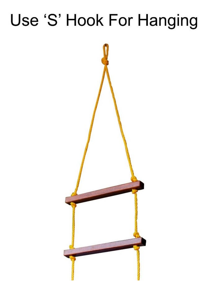 HomeCute Homecute Rope Ladder for Kids for Physical Activity, Outdoor & Indoor Swing Set Accessories, Wooden Children Climbing Swing Kids Sports Toys for 3 to 10 Years (Ninja Ladder)  - Image 4