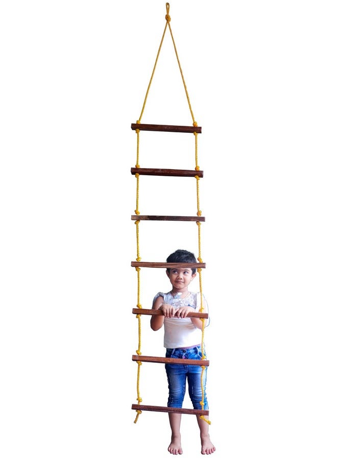 HomeCute Homecute Rope Ladder for Kids for Physical Activity, Outdoor & Indoor Swing Set Accessories, Wooden Children Climbing Swing Kids Sports Toys for 3 to 10 Years (Ninja Ladder)  - Image 5