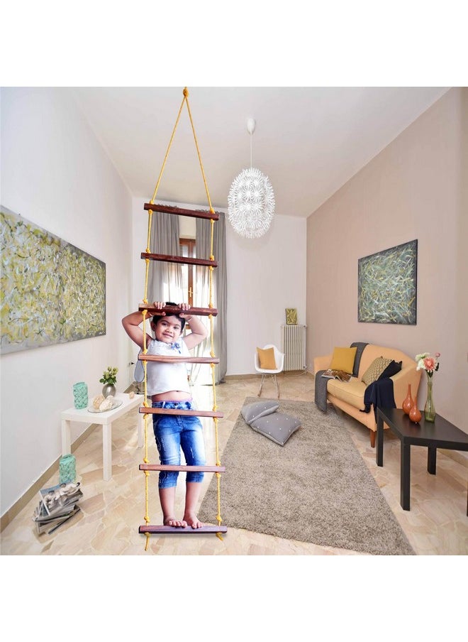 HomeCute Homecute Rope Ladder for Kids for Physical Activity, Outdoor & Indoor Swing Set Accessories, Wooden Children Climbing Swing Kids Sports Toys for 3 to 10 Years (Ninja Ladder)  - Image 3
