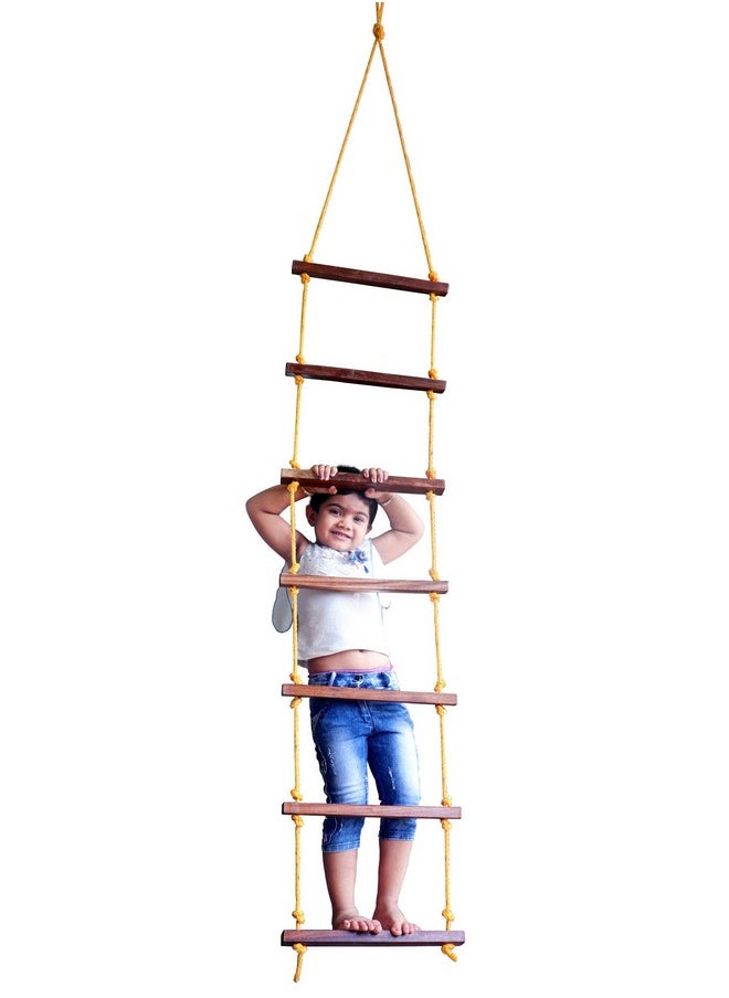 HomeCute Homecute Rope Ladder for Kids for Physical Activity, Outdoor & Indoor Swing Set Accessories, Wooden Children Climbing Swing Kids Sports Toys for 3 to 10 Years (Ninja Ladder)  - Image 1