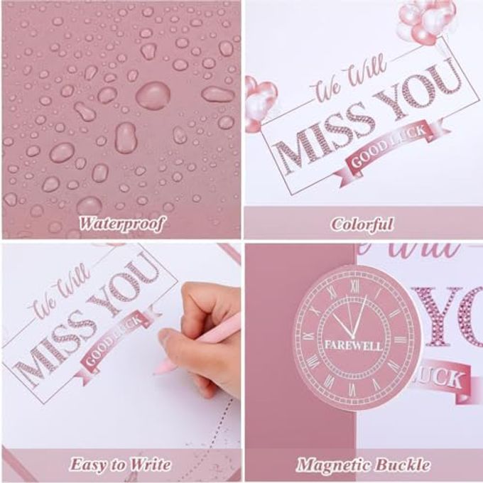 WSICSE Farewell Guest Book, Pink We Will Miss You Farewell Signature Cards for Friends, Happy Retirement Graduation Party Decorations Going Away Gifts for Men Women - Image 3