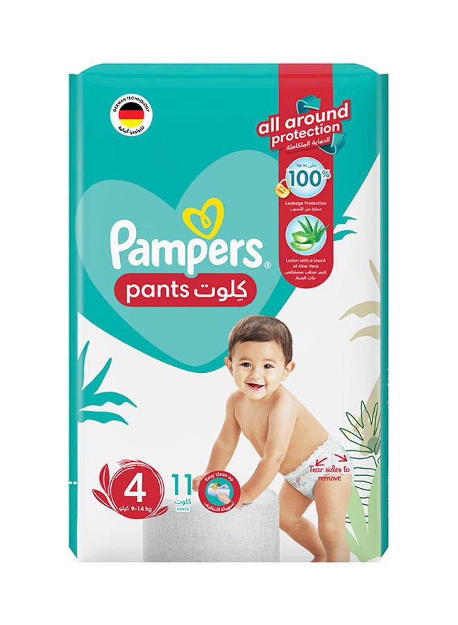 بامبرز حفاضات كلوت جافة للأطفال مع لوشن الصبار، وجوانب مطاطة، وحماية من التسريب، مقاس 4، وزن من 9-14 كجم، 11 قطعة - Image 2