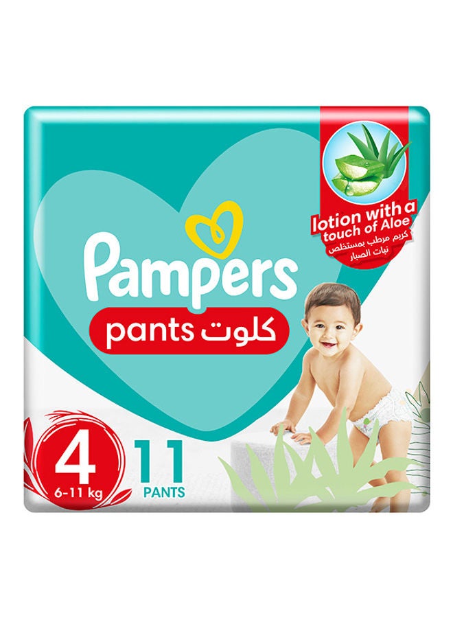 بامبرز حفاضات كلوت جافة للأطفال مع لوشن الصبار، وجوانب مطاطة، وحماية من التسريب، مقاس 4، وزن من 9-14 كجم، 11 قطعة - Image 1