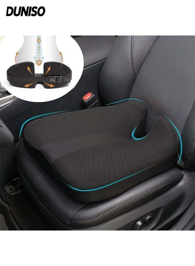 DUNISO Seat Cushion for Car Seat Driver,Upgraded Car Seat Cushion Pad,Car Seat Cushions for Driving with Tie,Soft and Comfortable，for Short People Driving, Truck Driver, for Truck Accessories Office Chair,Black - Image 1