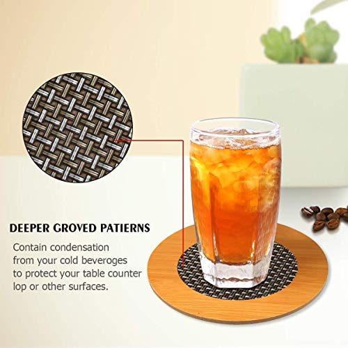 PUTHAK Eco-Friendly Bamboo Wooden Coasters for Home Pan Pot Holder for Dining Table Heat Pad for Kitchen - Pack of 4 - Image 4
