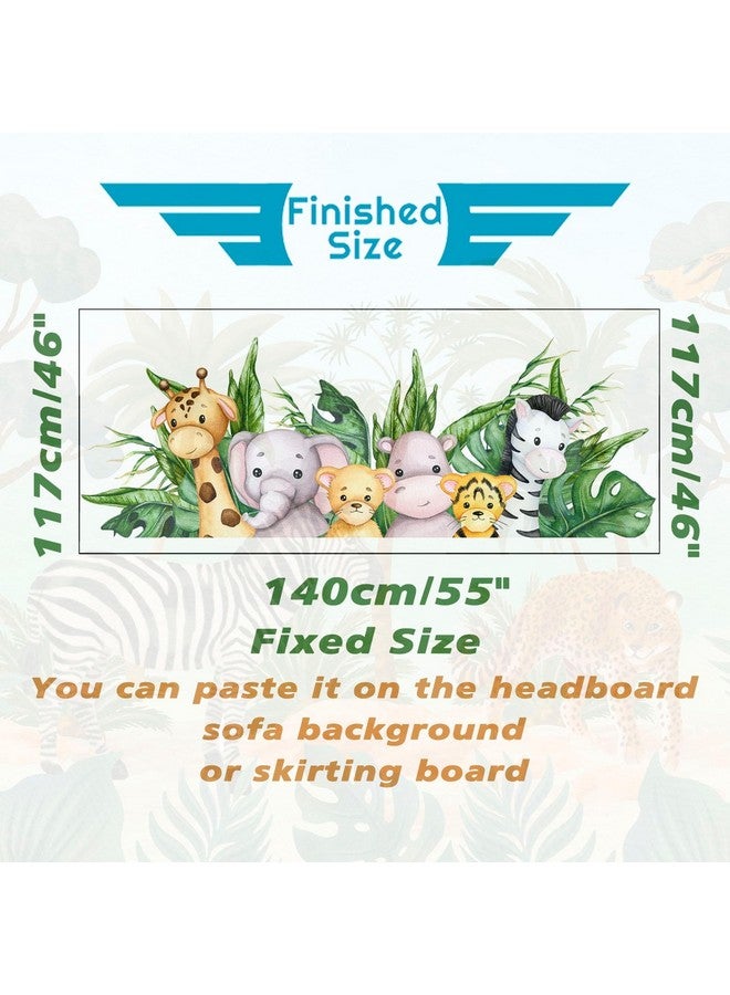 Eutecado Jungle Animals Wall Stickers Cartoon Forest Animals Wall Decals, Watercolor Elephant Zebra Art Murals Lion Tiger Giraffe Wall Decor Stickers Decorations for Nursery Classroom Kids Room - Image 4