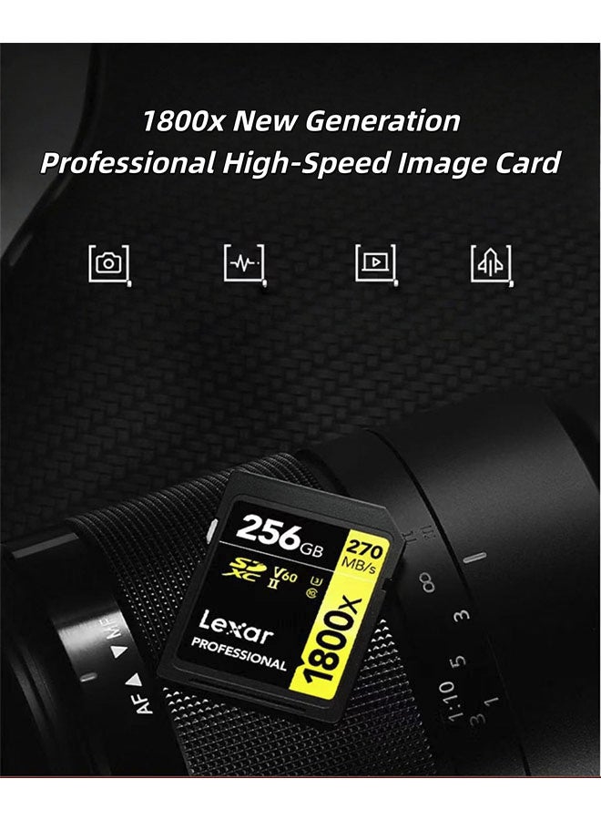 Lexar 256GB Professional 1800x SDXC UHS-II Cards, Up To 270MB/s Read, C10, V60, U1 SD Card - Image 2