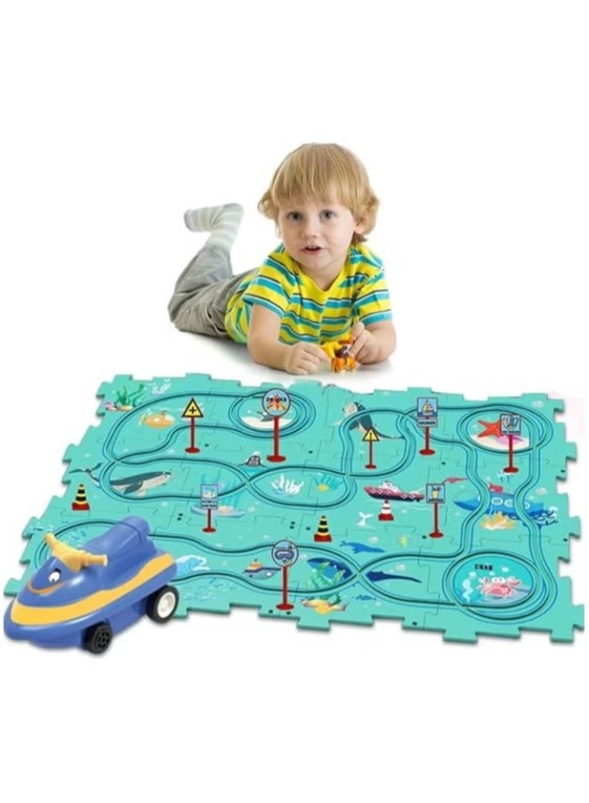 25 PCS Puzzles for Kids Ages 3 to 5 Number Blocks Set Magic Tracks Toddler Puzzle Car Tracks Toys for 3 4 5 6 Year Old Boys Girls Montessori Toys for Kids Ocean - Image 1